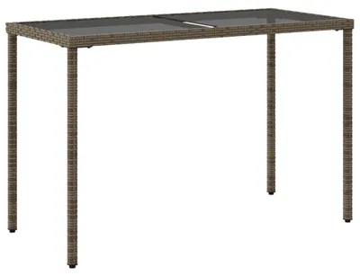 Produktbild von vidaXL Gartentisch mit Glasplatte Grau 115x54x74 cm Poly Rattan