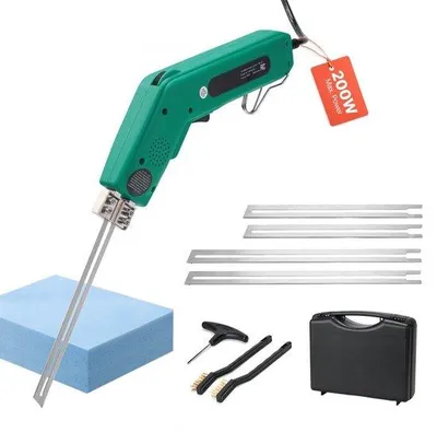 Immagine prodotto di Taglierina per polistirolo 200W - Taglierina per schiuma regolabile da 50 a 500°C - Taglierina per polistirolo con lame da 150 e 200 mm - Per fogli KT, politene, spugna, gomma - Include cassetta degli attrezzi