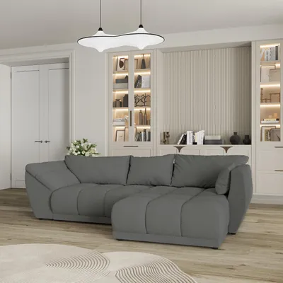 Produktbild von Masseno Ecksofa ORENTI R-S mit Schlaffunktion L-Form, Sofa mit Bettkasten, Wohnzimmersofa, Couch, Soffa, Bettsofa, Couchgarnitur- Grau, QUELLE 92