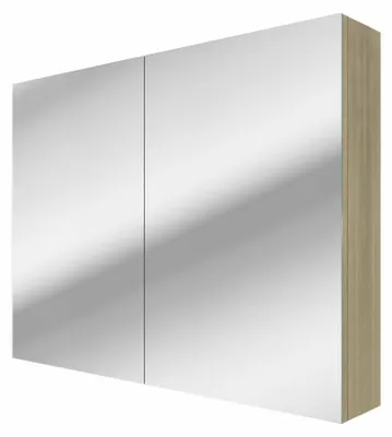 Produktbild von Spiegelschrank Badspiegel Badezimmer Spiegel City 100cm braun Eiche mit 5W LED-Strahler / Energiebox