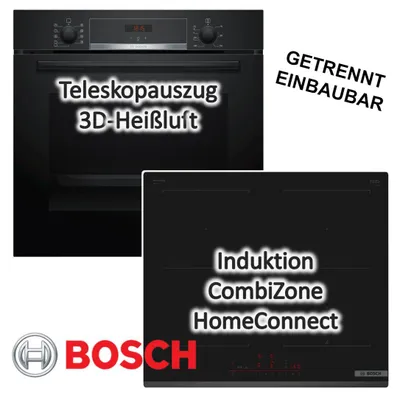Produktbild von Herdset BOSCH Backofen Schnellaufheizung + Induktionskochfeld QuickStart autark 60 cm