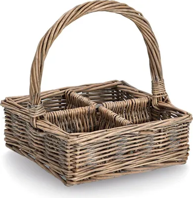 Image de ZELLER Panier de transport 14178 style maison de campagne, osier, 21 x 21 x 7/23 cm