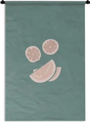 Produktbild von MuchoWow® Wandteppich Wandbehang Sommer - Obst - Pastell 90x135 cm Tapisserie Dekoration Wandtuch - Baumwolle - Wandskulptur