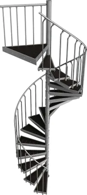 Produktbild von Spindeltreppe Ø 180 cm | Höhen: 306-323 cm | 16 Stufen, ein Podest | WPC-Stufenbelag, Feuerverzinkt