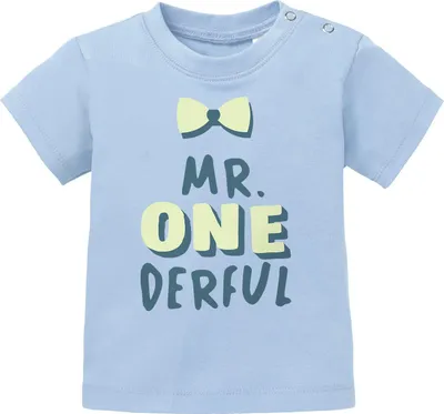 Produktbild von Baby T-Shirt kurzarm BabyshirtMr Onederful Geburtstag 1 Jahr Geschenk Jungen Shirt Moonworks® hellblau 56/62 (1-3 Monate)