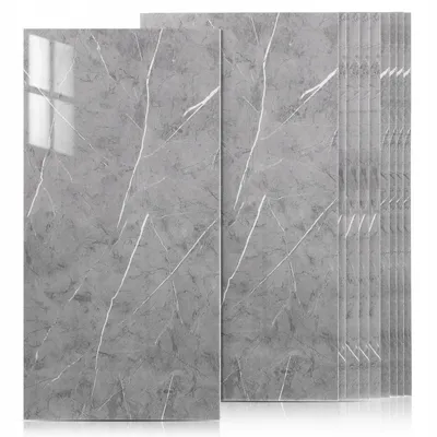 Zdjęcie produktu dla Samoprzylepna tapeta ścienna 3D imitująca marmur, zestaw 10 sztuk | 60 x 30 cm, 1,8 m² | biało-szara