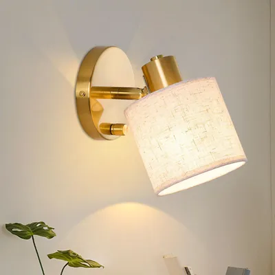 Immagine prodotto di Applique da interno con attacco E27, dimmerabile, dotata di interruttore e lampadina a LED, per camera da letto, soggiorno e corridoio, color oro