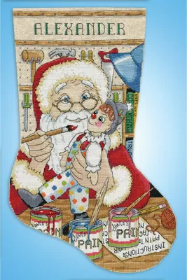 Immagine prodotto di Kit per punto croce "L'officina di Babbo Natale", Design Works, dimensioni 43x30 cm