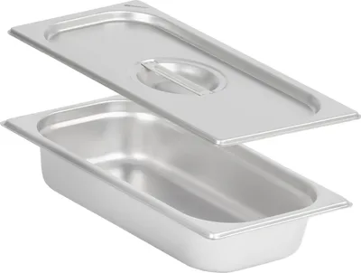 Zdjęcie produktu dla Pojemnik GN na posiłki 1/3 z pokrywką, wysokość 65 mm, pojemnik grzewczy ze stali nierdzewnej, odpowiedni do naczynia do smażenia na parze