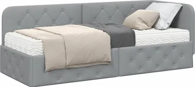 Image de Cadre de lit d'angle Gris clair 80 x 200 cm tissu