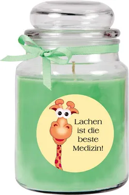 Produktbild von Duftkerze im Bonbonglas "Gute Besserung", Duft: Kokos ( Grün ), 500g - Brenndauer bis zu 110 Stunden