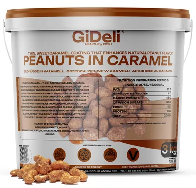 Produktbild von Gebrannte Erdnüsse 3kg Karamell Süß Knusprig Snack Party Gastronomie GiDeli