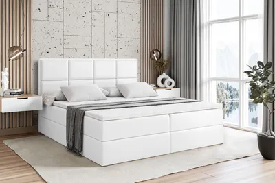 Produktbild von ALTDECOR Boxspringbett mit H4 Matratze und Topper - 180 x 200 cm - NOVA - Schwarz Kunstleder - Polsterbett mit Bettkasten und Lattenrost, Bett mit Stauraum