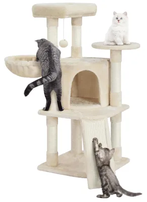 Immagine prodotto di Albero per gatti da 107 cm - Struttura stabile rivestita in peluche e sisal