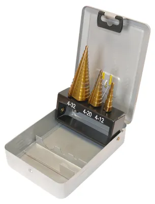 Produktbild von HSS Stufenbohrer Set, TiN Beschichtung, 3 Bohrer bis 32mm