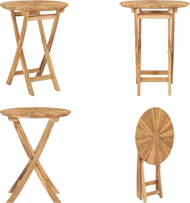 Zdjęcie produktu dla vidaXL Składany stolik ogrodowy Ø 60 cm z litego drewna tekowego - Stolik ogrodowy - Stoliki ogrodowe - Stolik boczny - Stoliki boczne