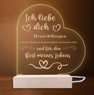 Produktbild von INDIGOS UG - Nachttischlampe - Herz rechts - Spruch 1 -  Valentinstag - Herz mit Spruch - Nachtlicht - 3D-LED-Lampe - Weihnachten, Geburtstag - Geschenk für Freund, Freundin, Familie - Liebe