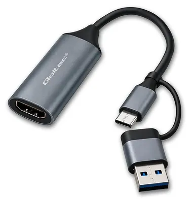 Zdjęcie produktu dla Kabel Adapter Qoltec Usb-C Usb-A | Hdmi | 4K 30Hz | Aluminium