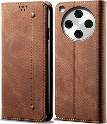 Produktbild von Hülle für Oppo Find X8 Leder Brieftasche Flip Bookstyle Schutzhülle mit Standfunktion Braun