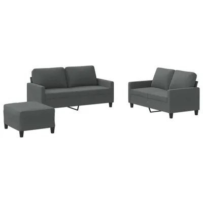 Produktbild von 3-tlg. Sofagarnitur mit Kissen Dunkelgrau Stoff