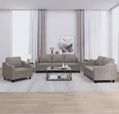 Produktbild von Design 3-tlg. Sofagarnitur mit Kissen Taupe Stoff, Schlafsofas 2024 Neu
