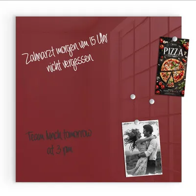 Produktbild von Magnettafel 50x50cm Pinnwand Whiteboard beschreibbar - Weinroter Hintergrund I