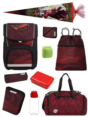 Produktbild von McNeill Ranzen-Set 10-tlg. mit Sporttasche & Schultüte / Zuckertüte Drache Fire Dragon Schulranzen ab der 1. Klasse