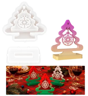Produktbild von Silikonform Weihnachten Tannenbaum mit Schneeflocke Gießform Epoxidharz Anhänger