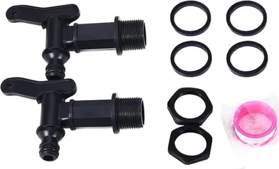 Produktbild von Auslaufhahn für Regentonne, 2 STK. Wasserhahn für Regentonne, Kunststoff 3/4 Zoll Hahn für Regenwassertonne, Regentonnenhähne Regenfass Adapter für Heim Garten Wassertank Anschlüsse EU2643
