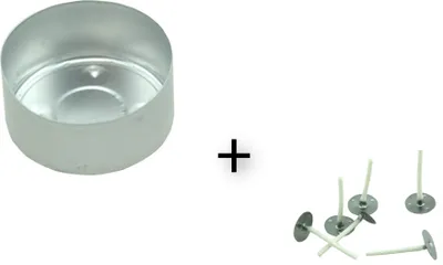 Produktbild von 50 Stück Teelichthüllen Teelichtdosen Teelicht 39x18mm inkl. 50 Dochte