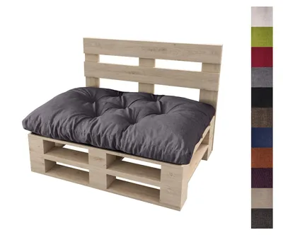 Produktbild von sunnypillow Palettenkissen für Gartenmöbel - Sitzkissen 120 x 80 cm - Palettenauflage für Palettensofa - Palettenpolster, Sitzpolster für Palettenmöbel - Gesteppte Gartenkissen - Kissen Anthrazit