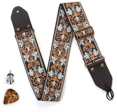 Produktbild von Katoenen Gitarrenband, Jacquard-Bordüre, inkl. Knop, Plectra und Gitarrenschlösser, für E-Gitarren, Akustikgitarren und Bassgitarren