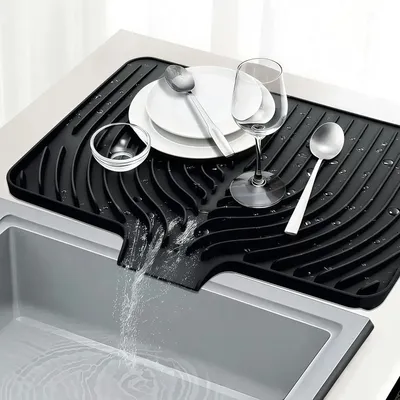 Produktbild von Silikon Abtropfmatte für Geschirr mit Ablauf – 50 x 43 cm