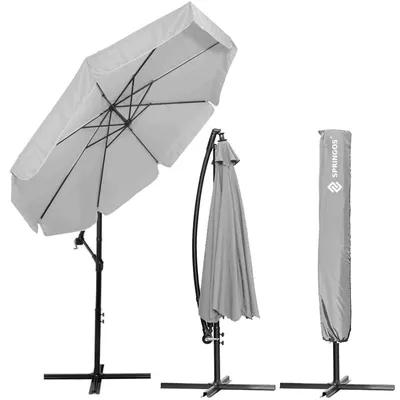 Produktbild von Springos® Premium Sonnenschirm XXL Ø 350 cm Ampelschirm mit Kurbel inkl. Hülle | Wasserdicht drehbare Gartenschirm Sonnenschutz Terrasse Garten