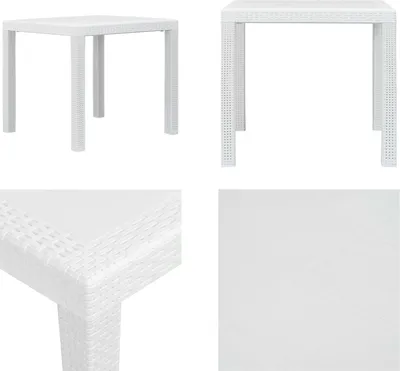 Produktbild von vidaXL Gartentisch Weiß 79 x 79 x 72 cm Kunststoff Rattan Optik - Gartentisch - Gartentische - Outdoor Tisch - Outdoor Tische