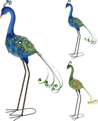 Produktbild von ProGarden Gartenfigur Metall Pfau grün 80 cm Gartenskulptur
