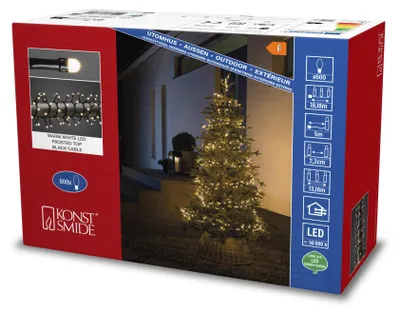 LED-Lichterkette, 600 warmweiße LEDs, Außentrafo, 5 m Kabel