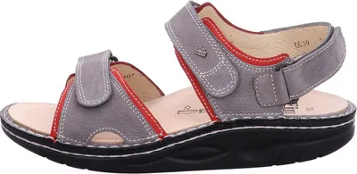 Produktbild von Finn Comfort Sandale Finnamic Yuma 1561-901211, Nubukleder, Grau-Rot, weiches Fußbett zum Wechseln 39