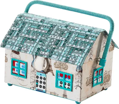Produktbild von Kobolo Nähkästchen Nähkorb Nähkörbchen Nähkasten - HOUSE - 27x20x20 cm