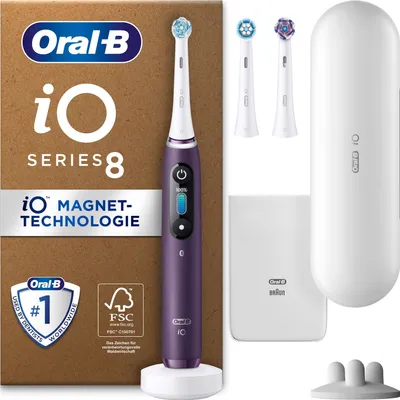 Produktbild von Oral-B iO Series 8 Plus Edition Elektrische Zahnbürste, Reiseetui, recycelbare Verpackung, Violet Ametrine