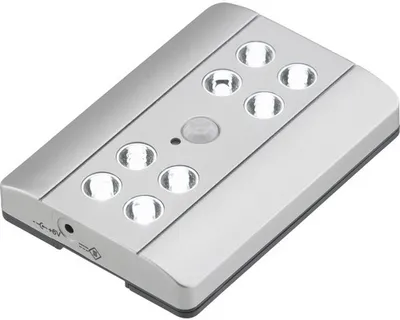 Produktbild von LED Mobiles Sensorlicht Batteriebetrieb titanfarben mit Leuchtmittel 11,6x11,5 cm