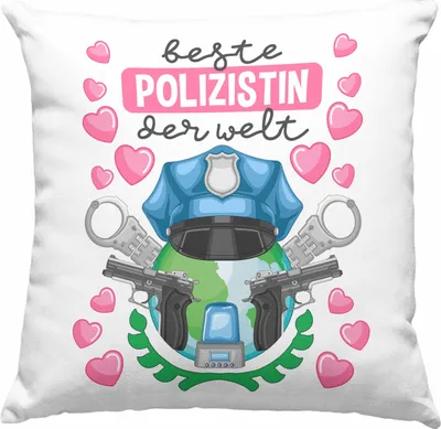 Produktbild von Trendation - Beste Polizistin Geschenk Deko-Kissen mit Füllung 40x40 mit Spruch Geschenke Polizei Frauen Lustig Blaulichtmilieu (Blau)