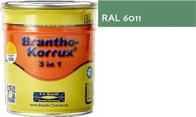 Produktbild von Brantho Korrux 3in1 Rostschutzfarbe RAL 6011 lindgrün seidenglänzend