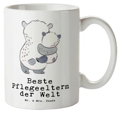 Produktbild von Mr. & Mrs. Panda Keramiktasse Panda Beste Pflegeeltern der Welt - Weiß - Geschenk, Große Tasse, Geschenkidee, Dankeschön, Riesentasse, Teepott, Papa, Pott, Familie, Mama