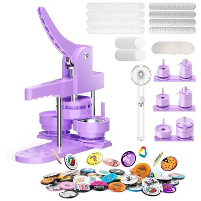 Produktbild von Buttonmaschine Badgemaker - Button Press Set - DIY Anstecker - 25/32/58 mm Formen - 300 Kunststoffbuttons - Papierschneider