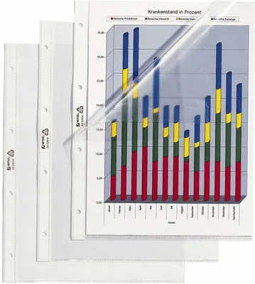 Produktbild von Prospekthüllen A4 PVC 100my oben und Links offen genarbt VE=3x100 Stück