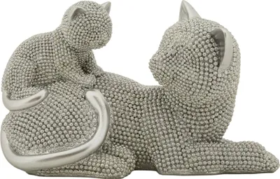 Zdjęcie produktu dla o Ferretti figurka dekoracyjna kot Sparky z kotkiem 19x9x13 cm srebrna