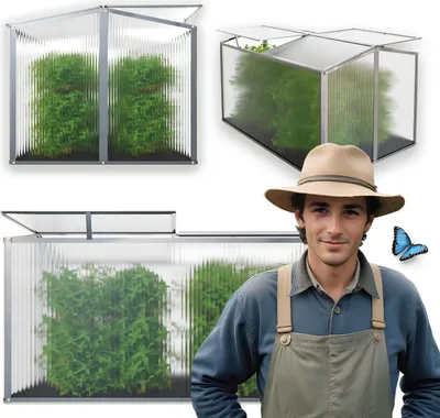 Produktbild von GARMIO® Frühbeet Mini Gewächshaus Protea mit Dachfenster, UV-Schutz, Alu Frühbeet, Mini-Gewächshaus, Treibhaus, Frühbeetkasten