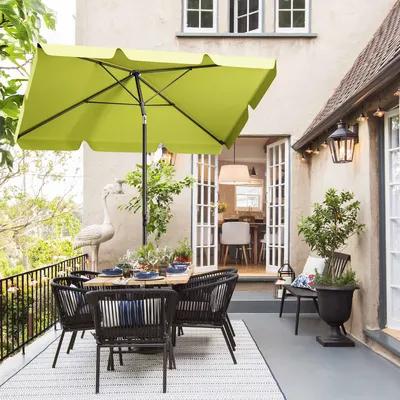 Produktbild von Sekey Sonnenschirm Balkon Rechteckig 200×125 cm Balkonschirm mit Tragetasche Neigungswinkel & Höhe verstellbar Sonnenschutz UPF 50+, Apfelgrün