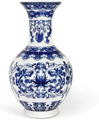 Image de Petit vase de décoration en porcelaine bleu et blanc